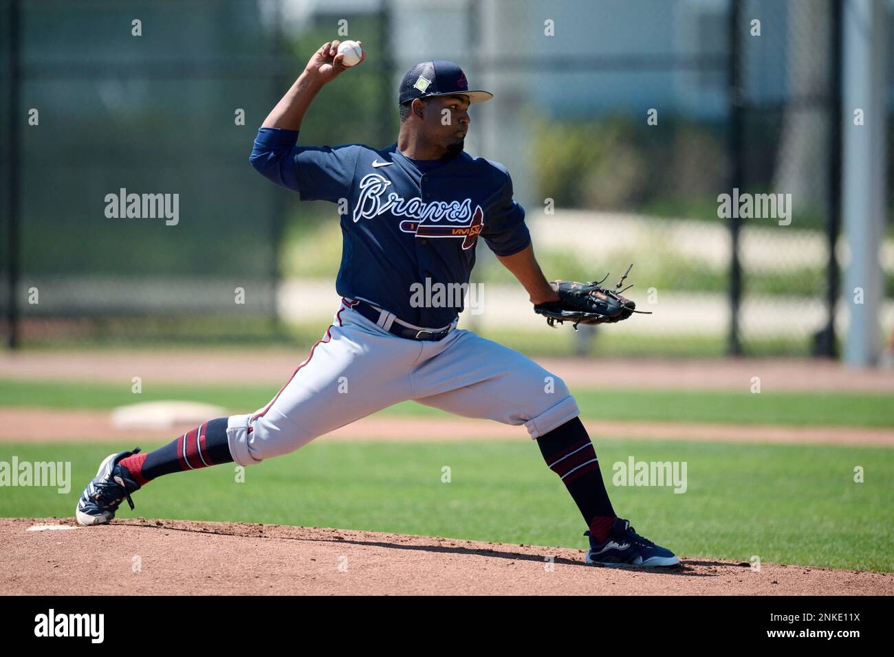 Atlanta Braves pitcher Luis Vargas (54) during a MiLB Spring Training game  against the Tampa Bay Rays on March 26, 2022 at Charlotte Sports Park in  Port Charlotte, Florida. (Mike Janes/Four Seam