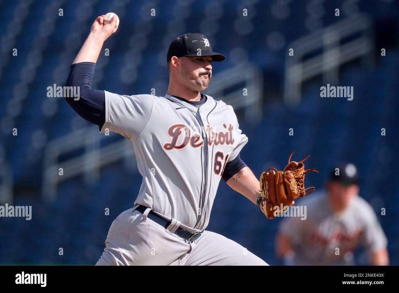 Detroit Tigers pitcher RJ Petit (61) during a MiLB Spring Training game against the Philadelphia Phillies on March 8, 2022 at BayCare Ballpark in Clearwater, Florida. (Mike Janes/Four Seam Images via AP
