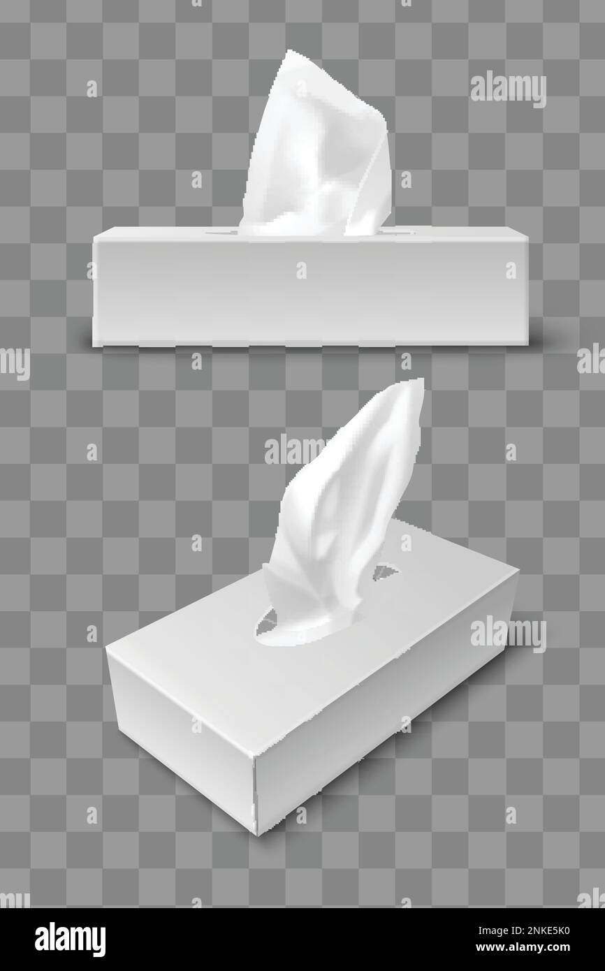 Paper tissue packaging realistic mockup set on transparent background