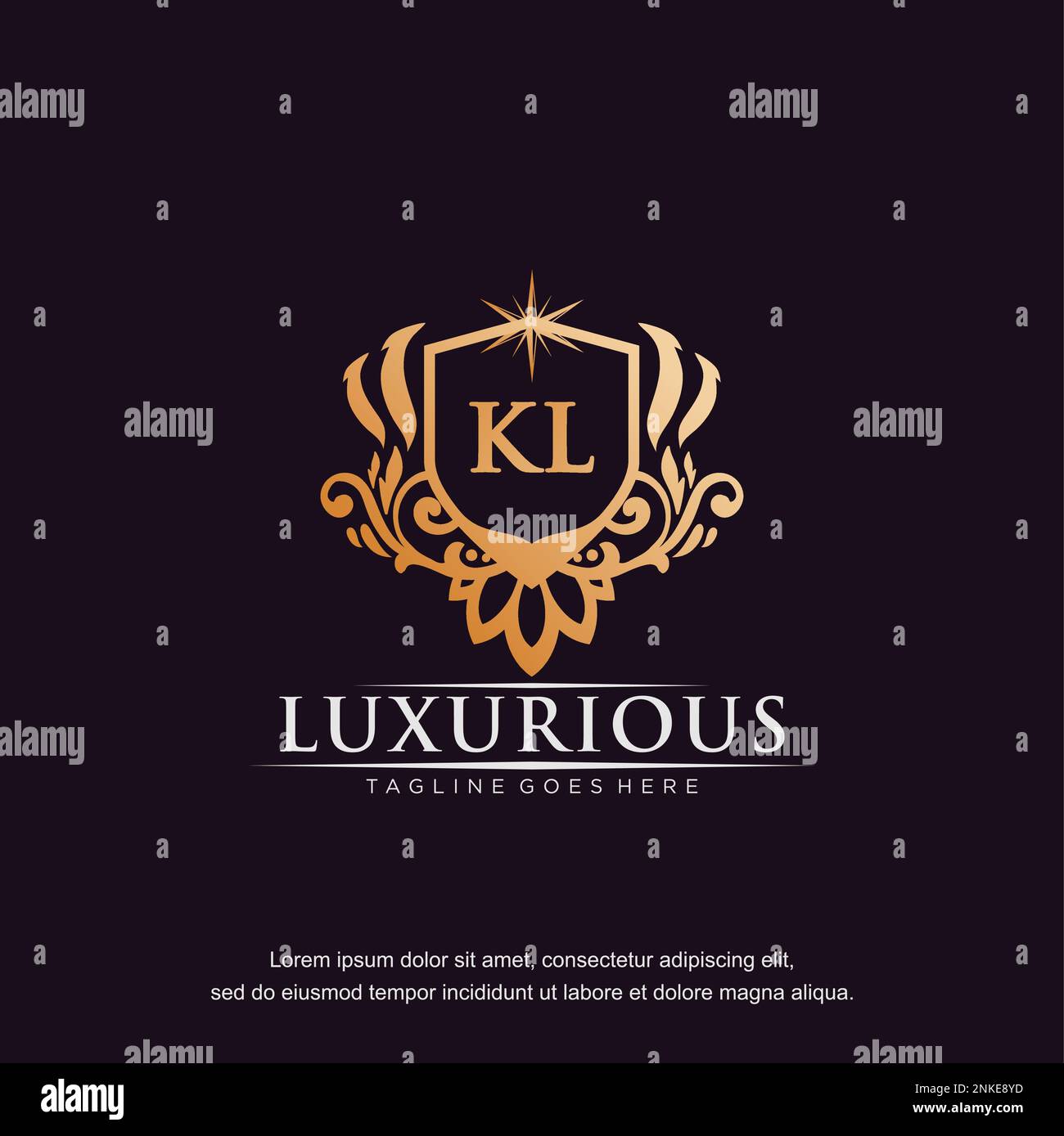 KL initial letter luxury ornament gold monogram logo template vector. Stock Vector
