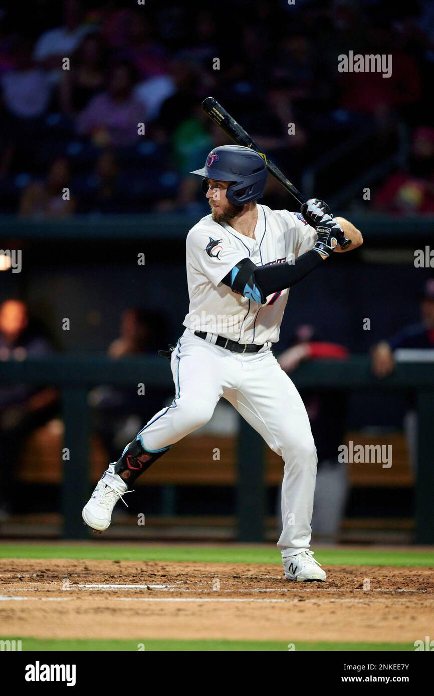 Jacksonville Jumbo Shrimp outfielder Brian Miller (5) bats during an ...