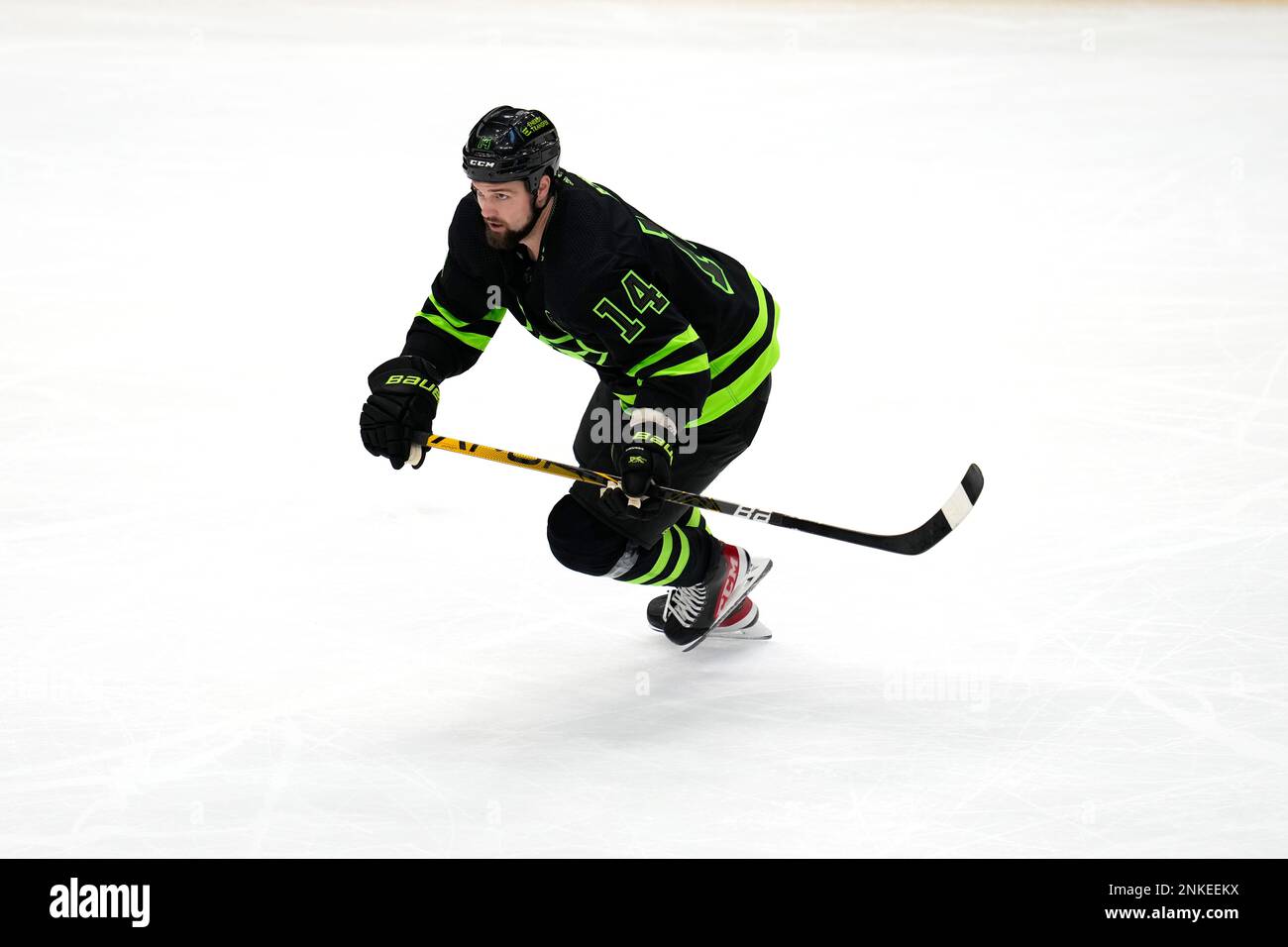 Dallas Stars left winger Jamie Benn (14) skates during an NHL hockey game  against the Vancouver Canucks on Saturday, March 26, 2022, in Dallas. (Matt  Patterson via AP Stock Photo - Alamy