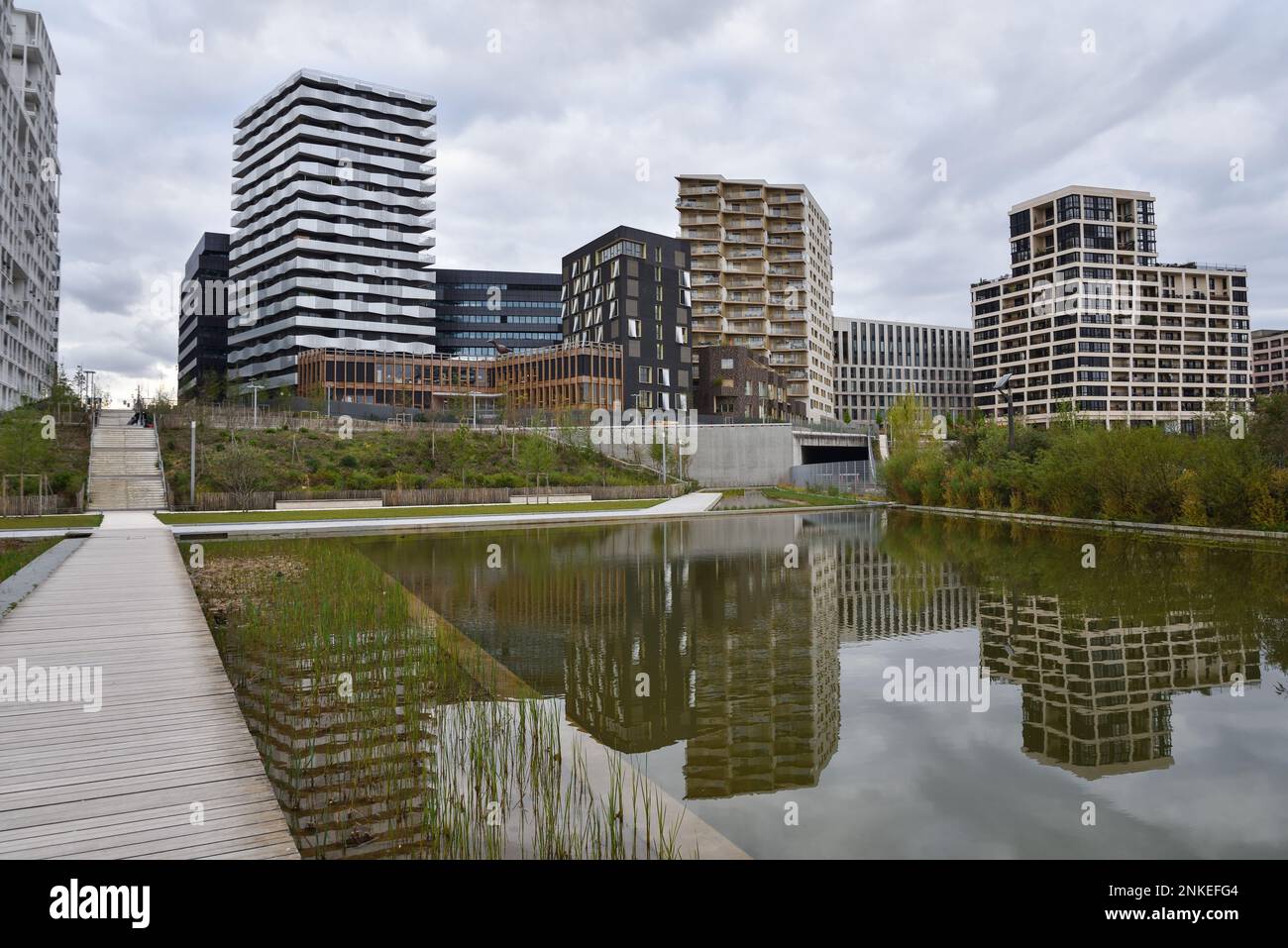 Modern, Futuristic Apartment Buildings at Martin Luther King Park in