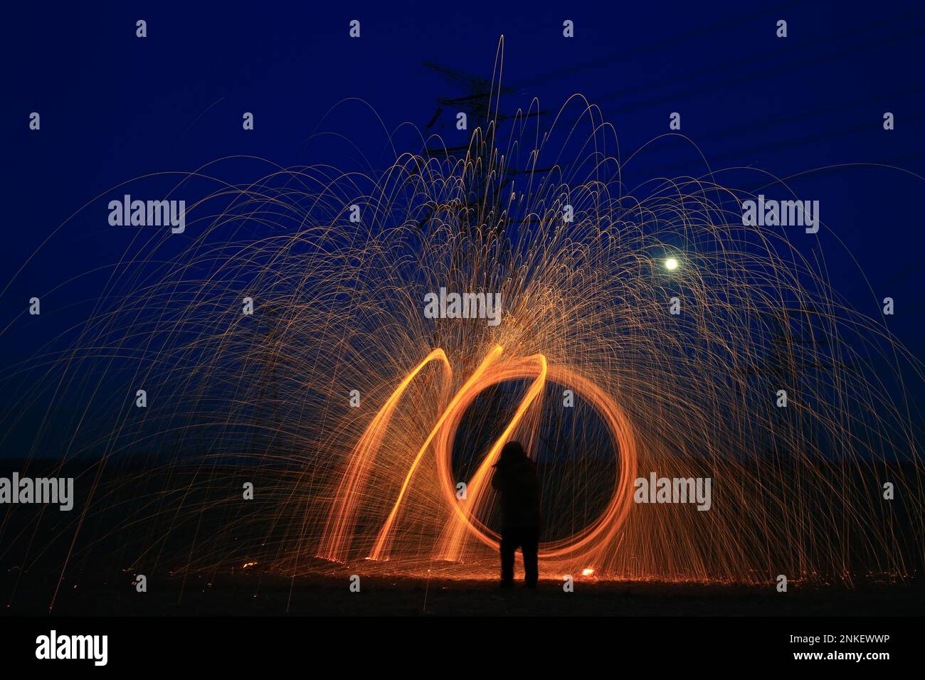 Steel wool burning fireworks Stock Photo Alamy