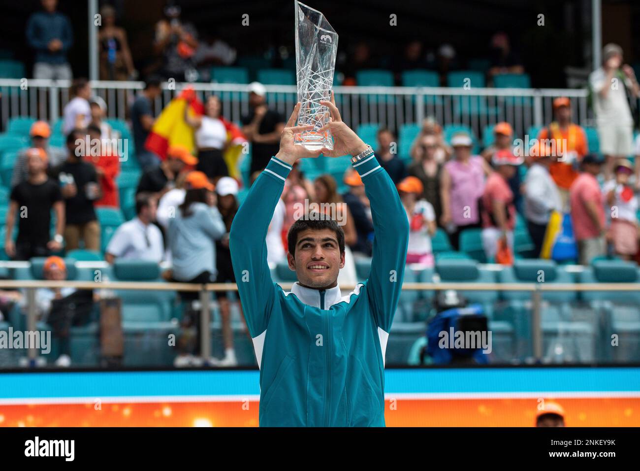 Carlos Alcaraz Garfia Of Spain Holds The Trophy After Winning The Men's ...