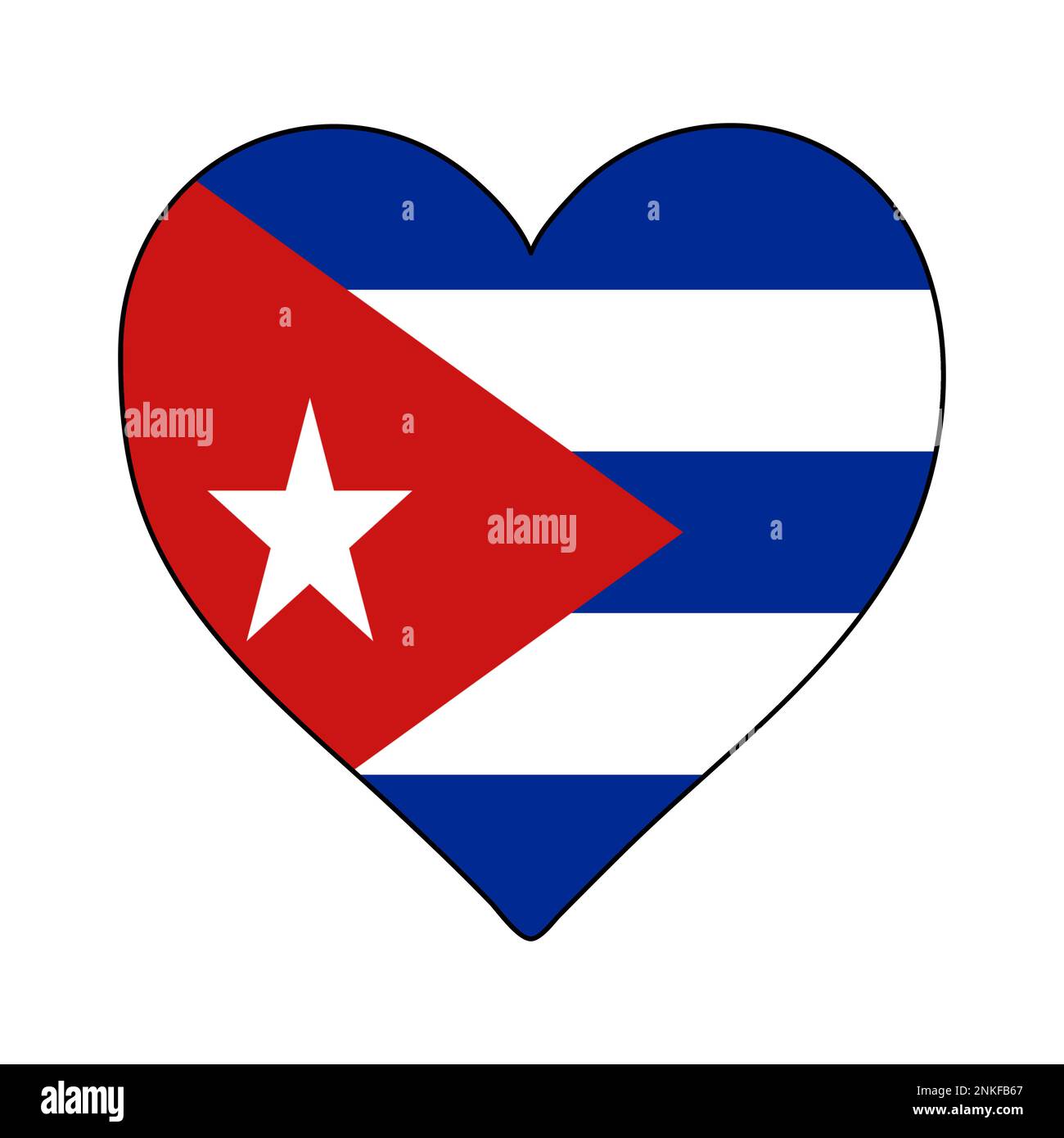Cuba Heart Shape Flag. Love Cuba. Visit Cuba. Caribbean. Latin America. Vector Illustration Graphic Design. Stock Vector