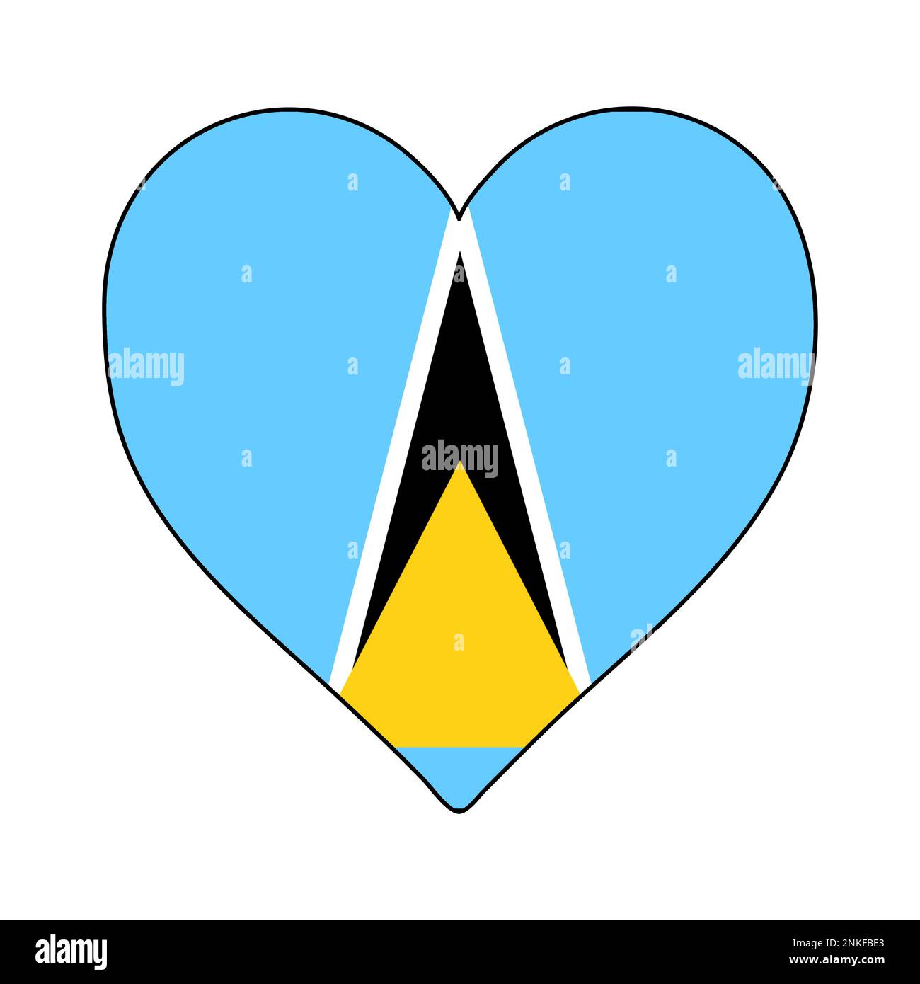 St Lucia Heart Shape Flag. Love St Lucia. Visit St Lucia. Caribbean. Latin America. Vector Illustration Graphic Design. Stock Vector