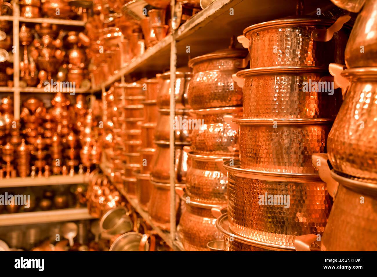 Shiraz, Iran 15th june, 2022 Bronze pots in traditional muslim