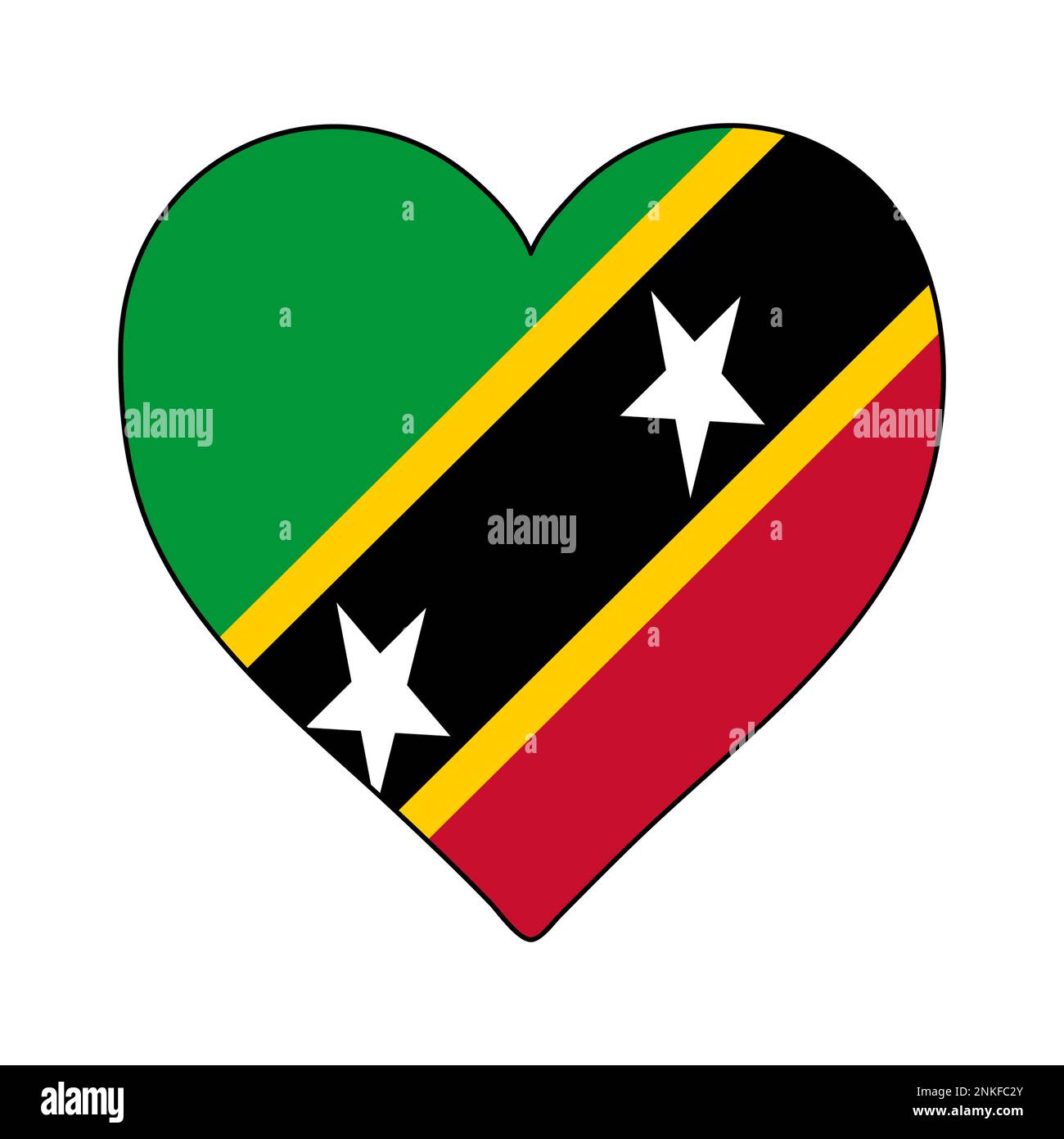 St Kitts and Nevis Heart Shape Flag. Love St Kitts and Nevis. Visit St