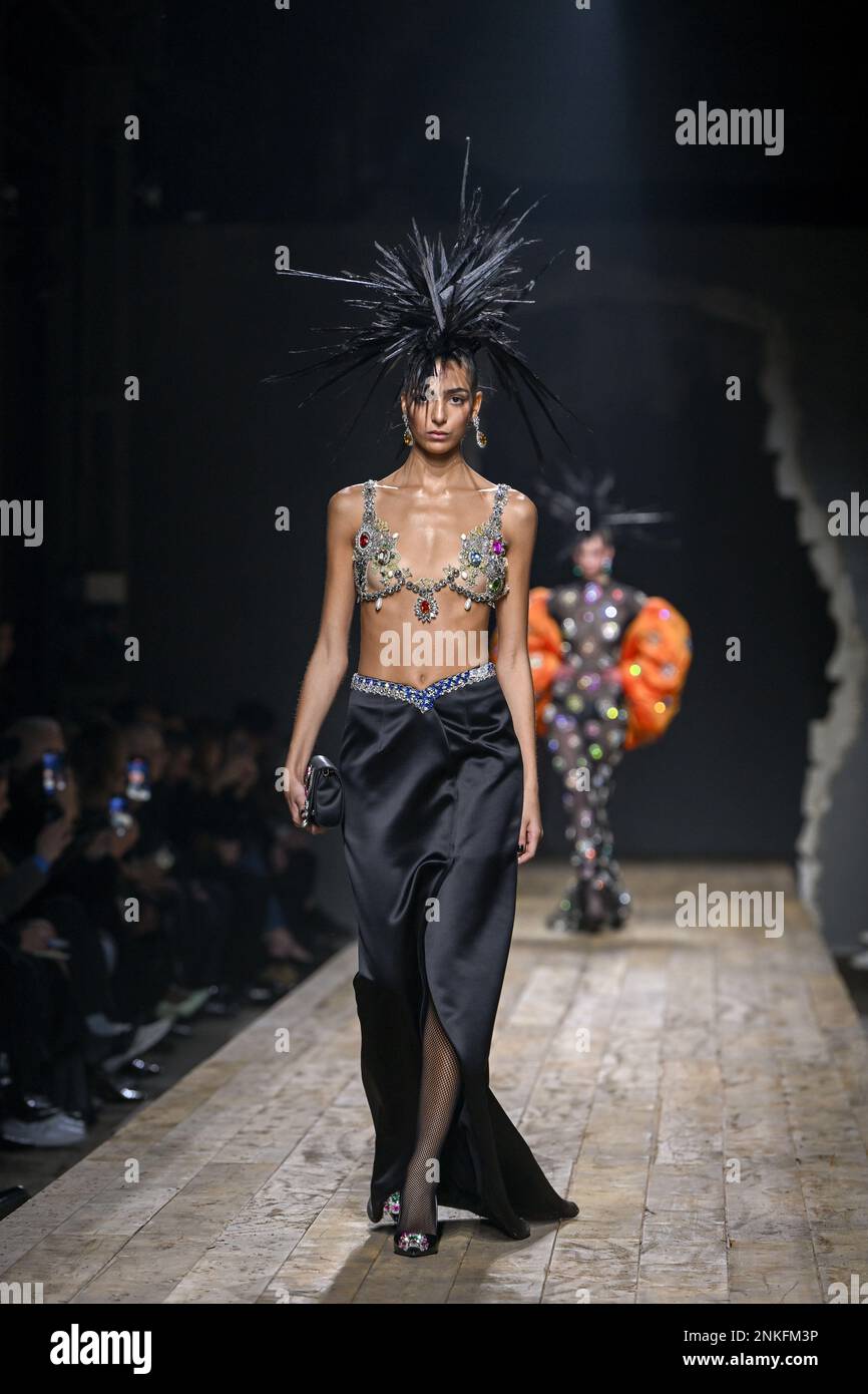 Milan, Italy. 24th Feb, 2023. Milan, Woman Fashion Week, Fall Winter