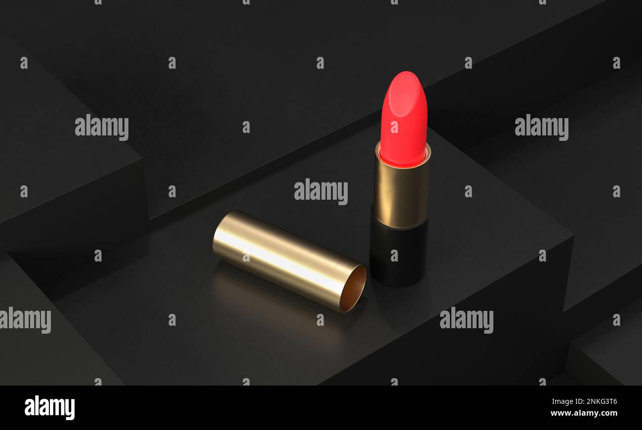 Three dimensional render of red lipstick Stock Photo
