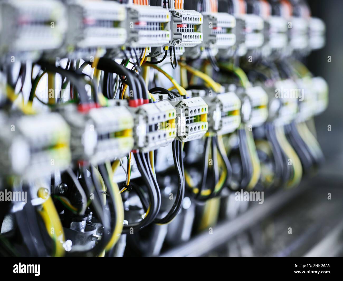 Electric cables conected in control box Stock Photo Alamy