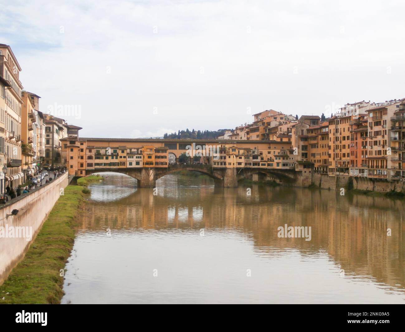 Famous ponte vecchio bridge over the Arno River in Florence, Italy Stock Photo