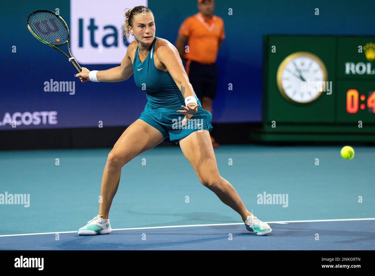 Aryna Sabalenka of Belarus during the Miami Open Tennis tournament on