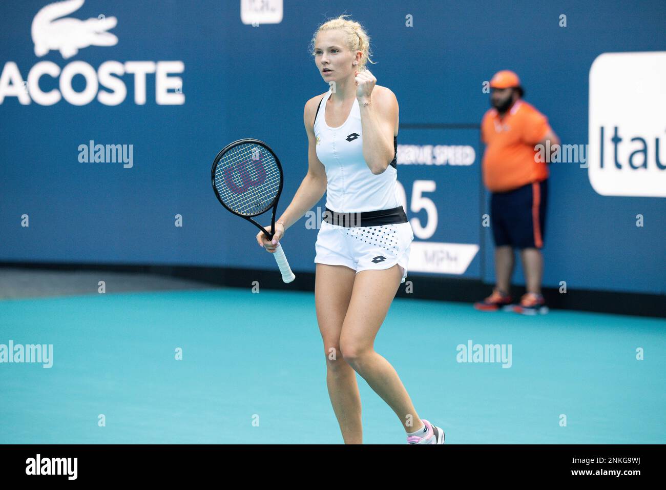 Katerina Siniakova of the Czech Republic during the Miami Open Tennis tournament on Thursday, March 24, 2022 in Miami Gardens, Fla