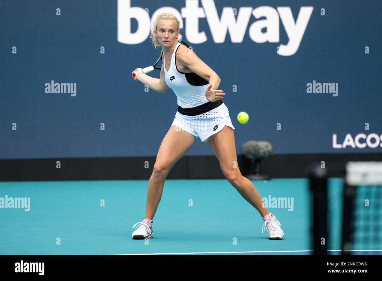 Katerina Siniakova of the Czech Republic during the Miami Open Tennis tournament on Thursday, March 24, 2022 in Miami Gardens, Fla