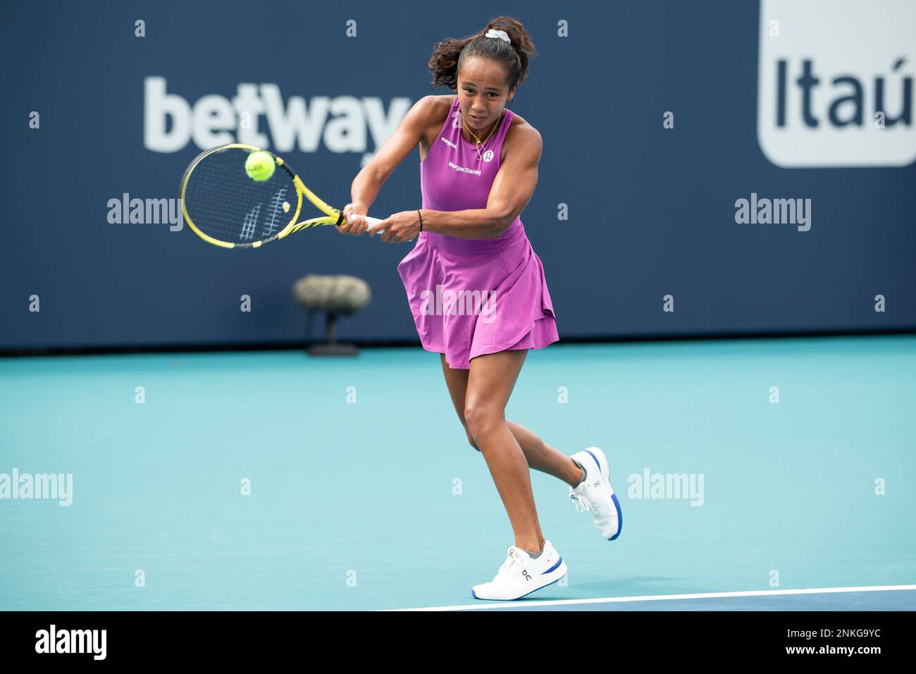Leylah Annie Fernandez of Canada during the Miami Open Tennis tournament on Thursday, March 24