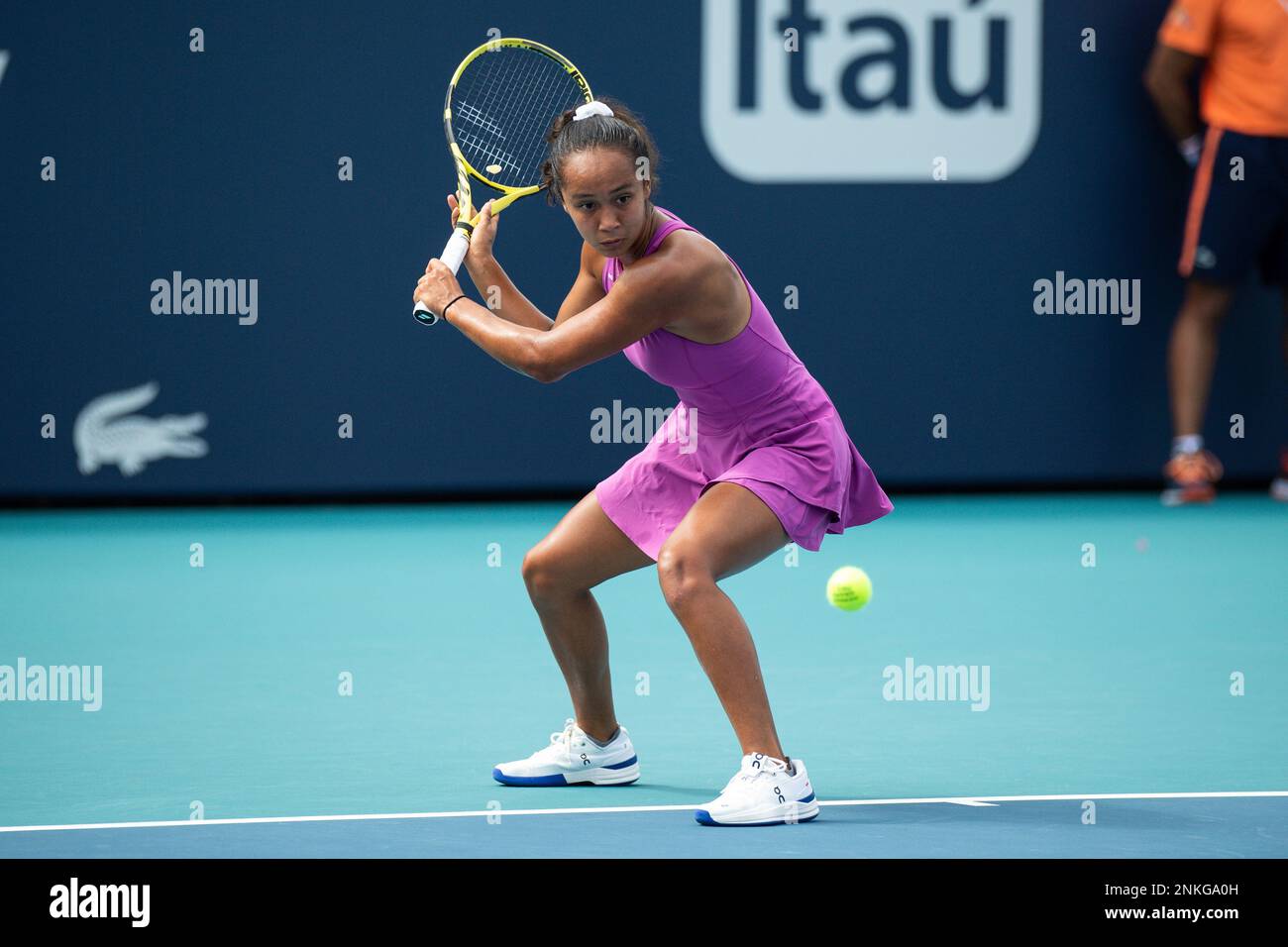 Leylah Annie Fernandez of Canada during the Miami Open Tennis tournament on Thursday, March 24