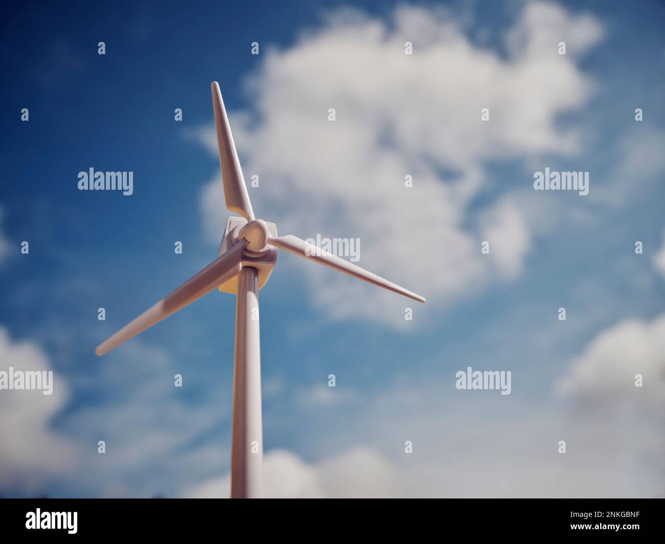 Wind turbine model in front of cloudy sky Stock Photo - Alamy