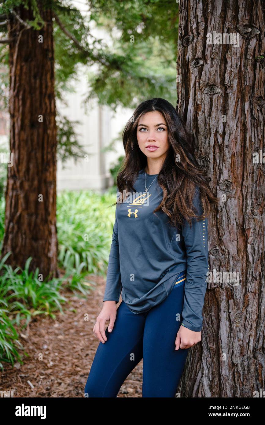 Cal senior women's softball pitcher Kamalani Dung poses for a portrait on  the UC Berkeley campus in Berkeley, Calif., on Monday February 25, 2019.  (Michael Short/San Francisco Chronicle via AP Stock Photo -