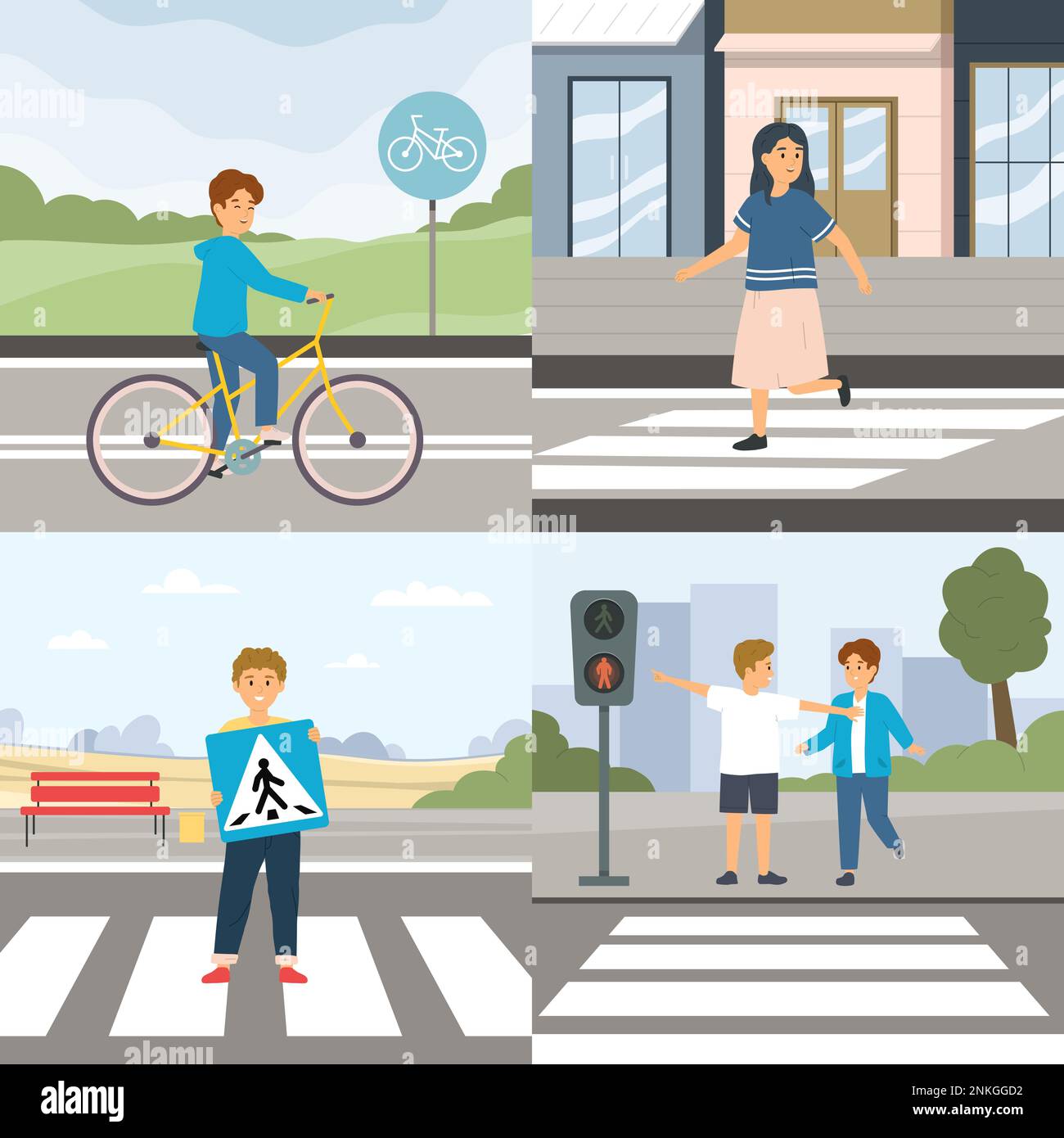 Child crossing road danger Stock Vector Images - Alamy