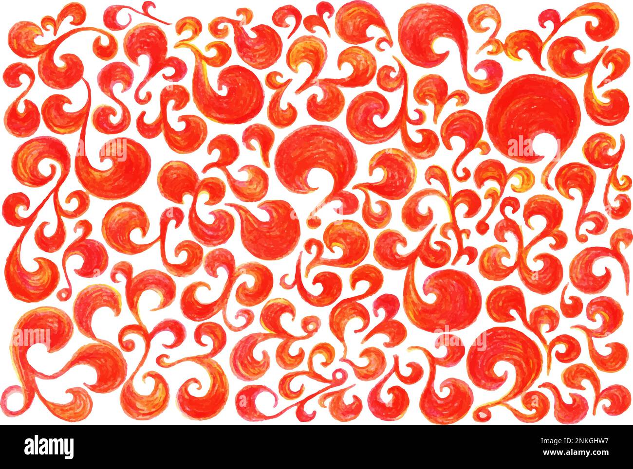 Red orange yellow swirl doodle vector pattern background Stock Vector ...