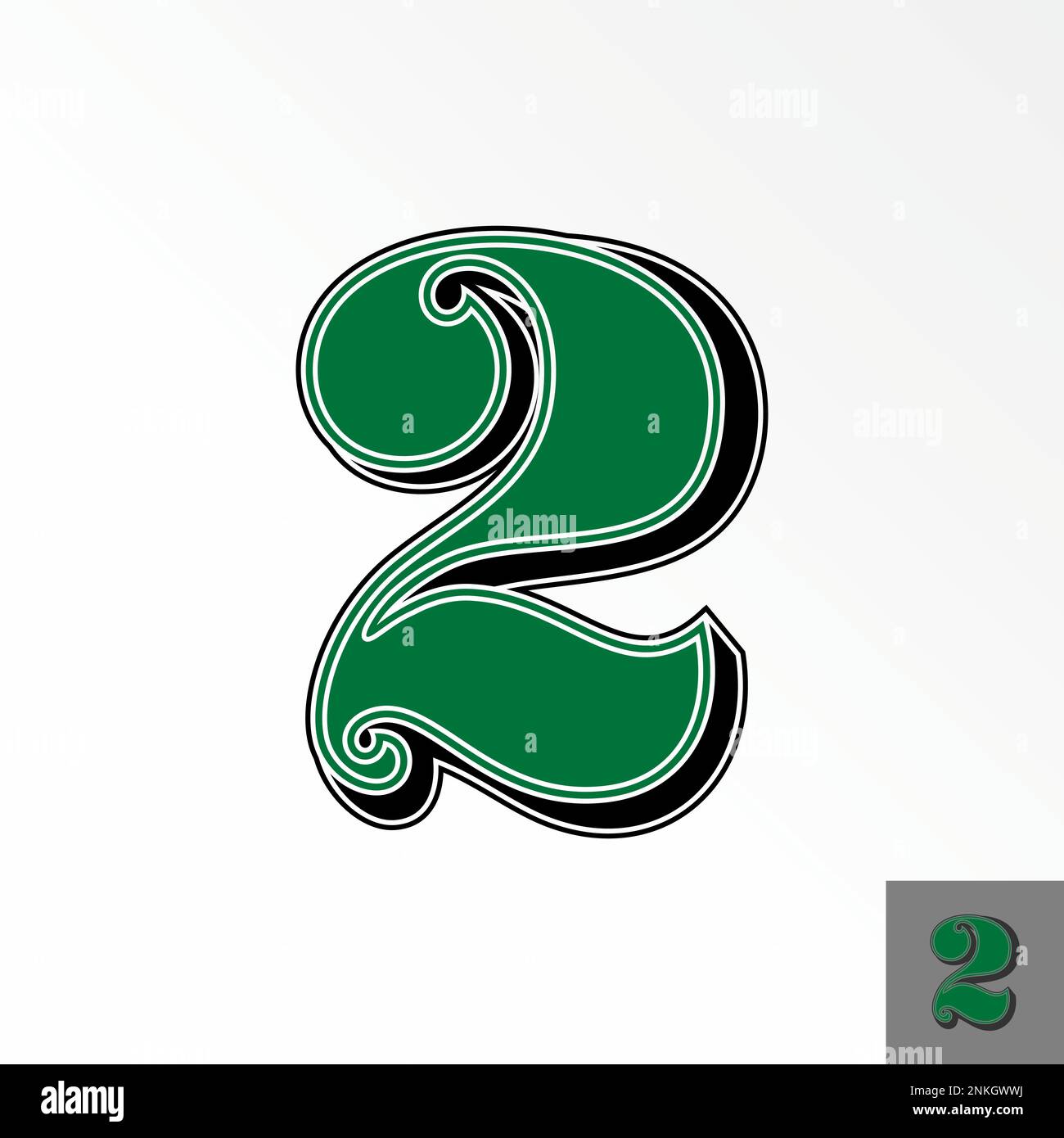Letter or word number 2 or two dollar america font in 3D with line motif around graphic icon logo design abstract concept vector stock initial money Stock Vector
