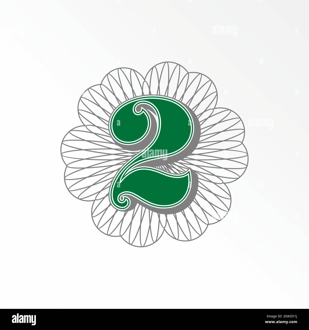 Letter or word number 2 or two dollar america font in 3D with line motif around graphic icon logo design abstract concept vector stock initial money Stock Vector