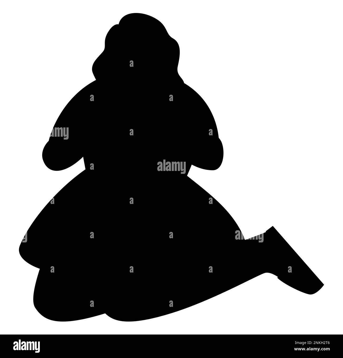 Black silhouette of a cute girl sitting on the ground Stock Vector
