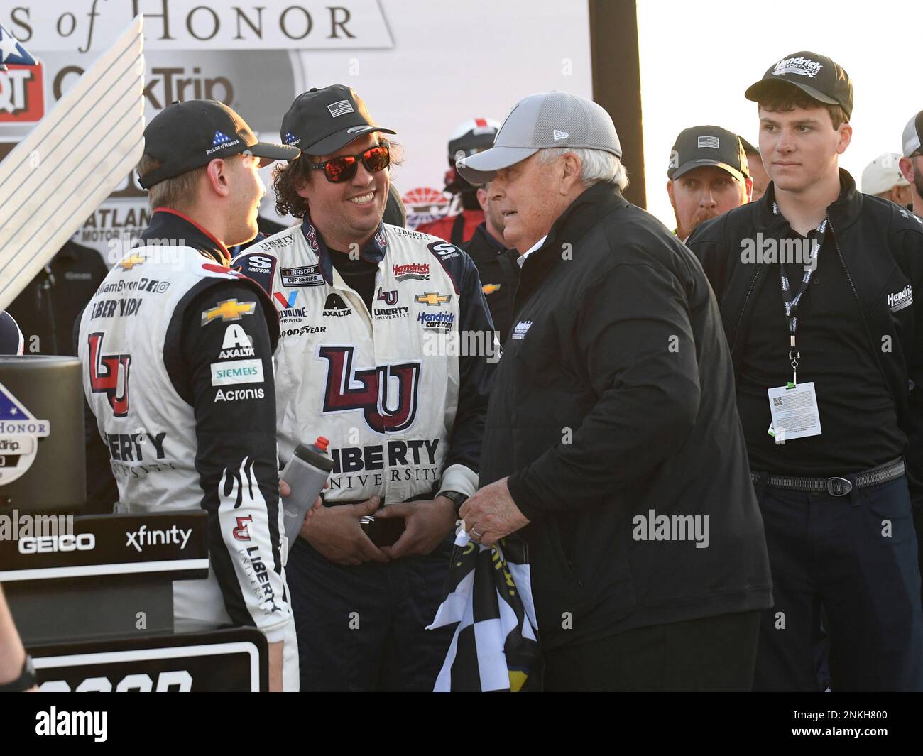 ATLANTA, GA MARCH 20 Car Owner, Rick Hendrick congratulates William