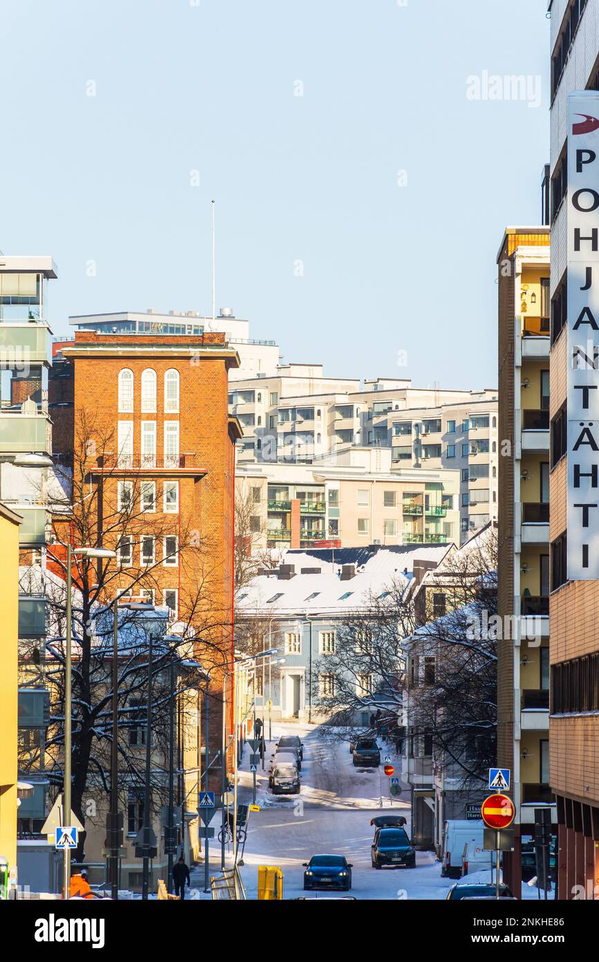 Aleksanterinkatu street in winter in Tampere Finland Stock Photo