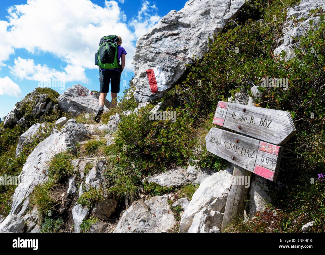 Senior woman hiking dolomites hi-res stock photography and images - Alamy