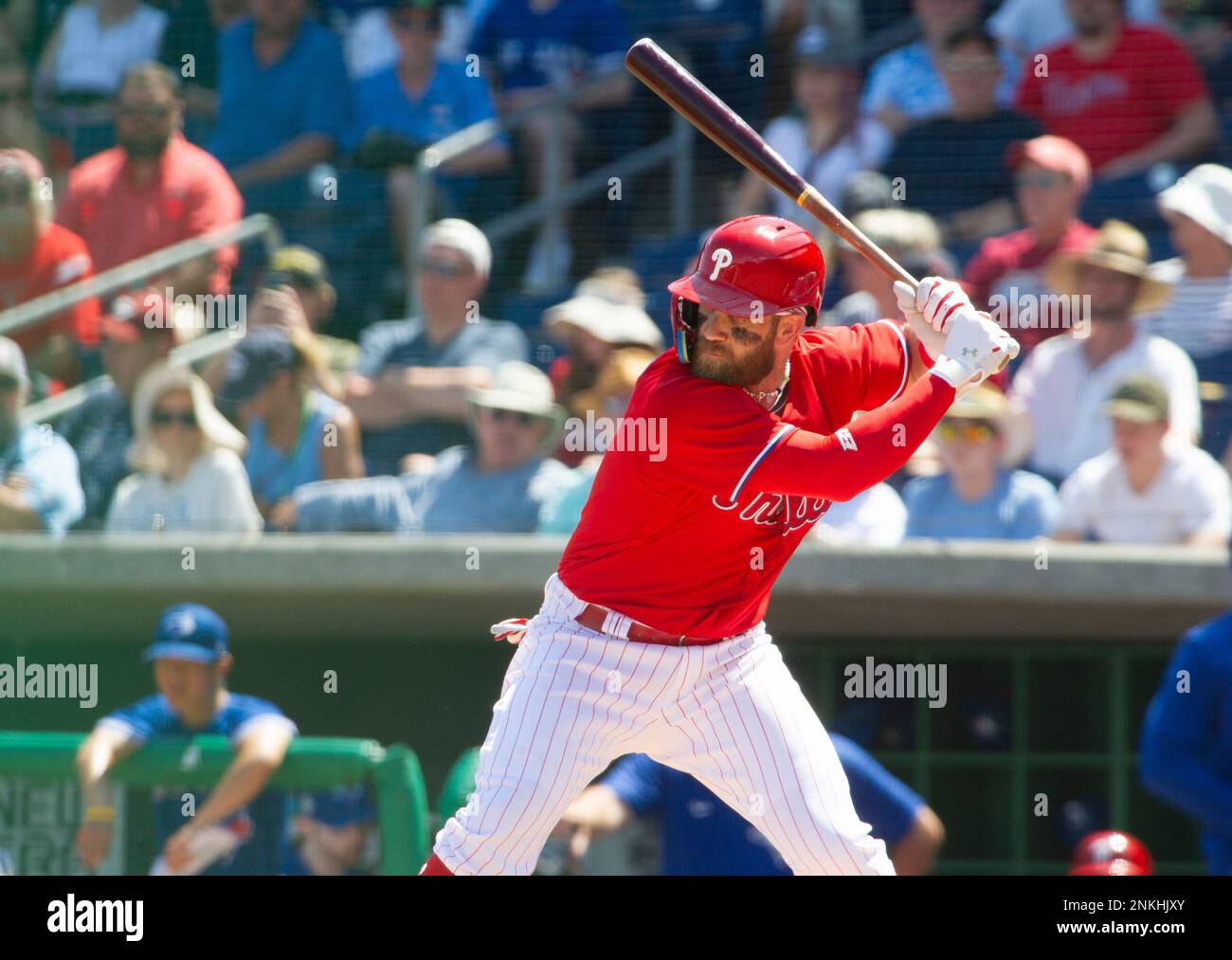 Philadelphia Phillies right fielder Bryce Harper at bat during a spring