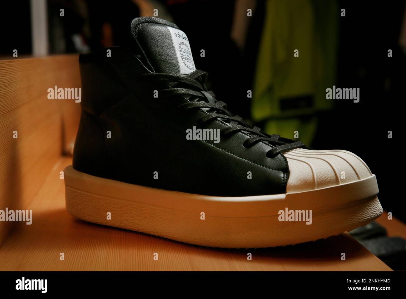 Adidas Die Marke Mit Den 3 Streifen Autumn Winter 2017 by Rick Owens at Stashed Thursday Jan. 11 2018 in San Francisco Calif. Santiago Mejia San Francisco Chronicle via AP Stock Photo Alamy
