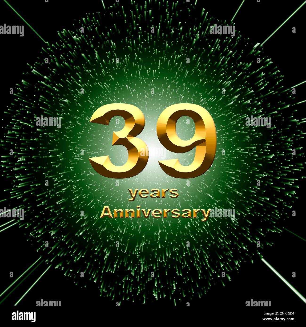 3d illustration, 39 anniversary. golden numbers on a festive background ...