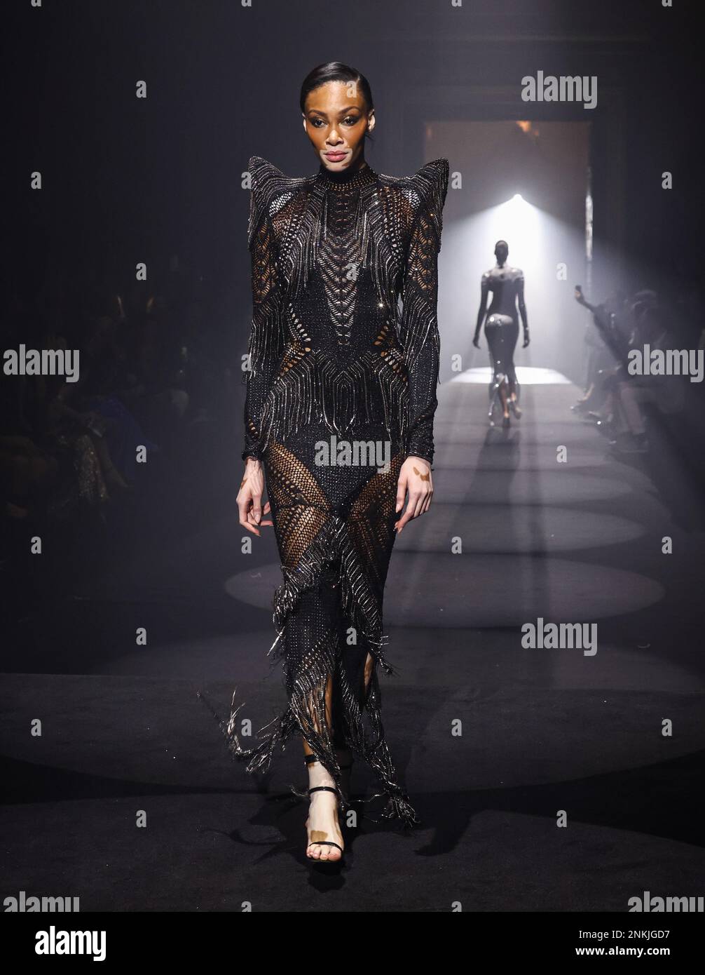 London, UK. 19th Feb, 2023. Winnie Harlow walks the runway at the
