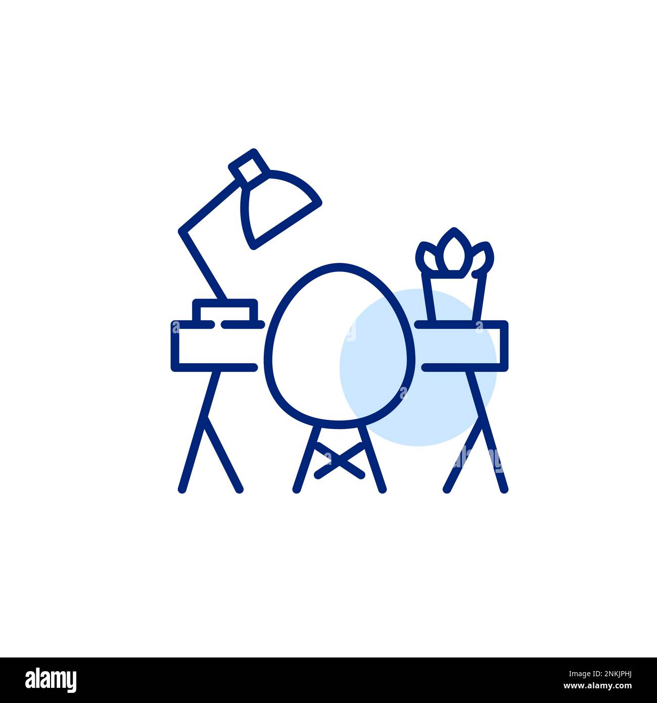 Cozy workplace for remote worker. Pixel perfect, editable stroke line icon Stock Vector