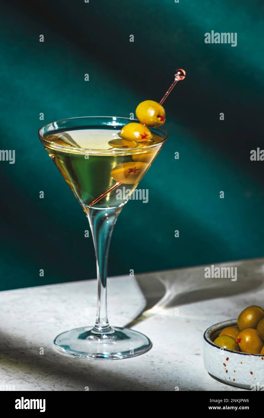 Vodka martini, classic alcoholic cocktail drink with vodka and vermouth