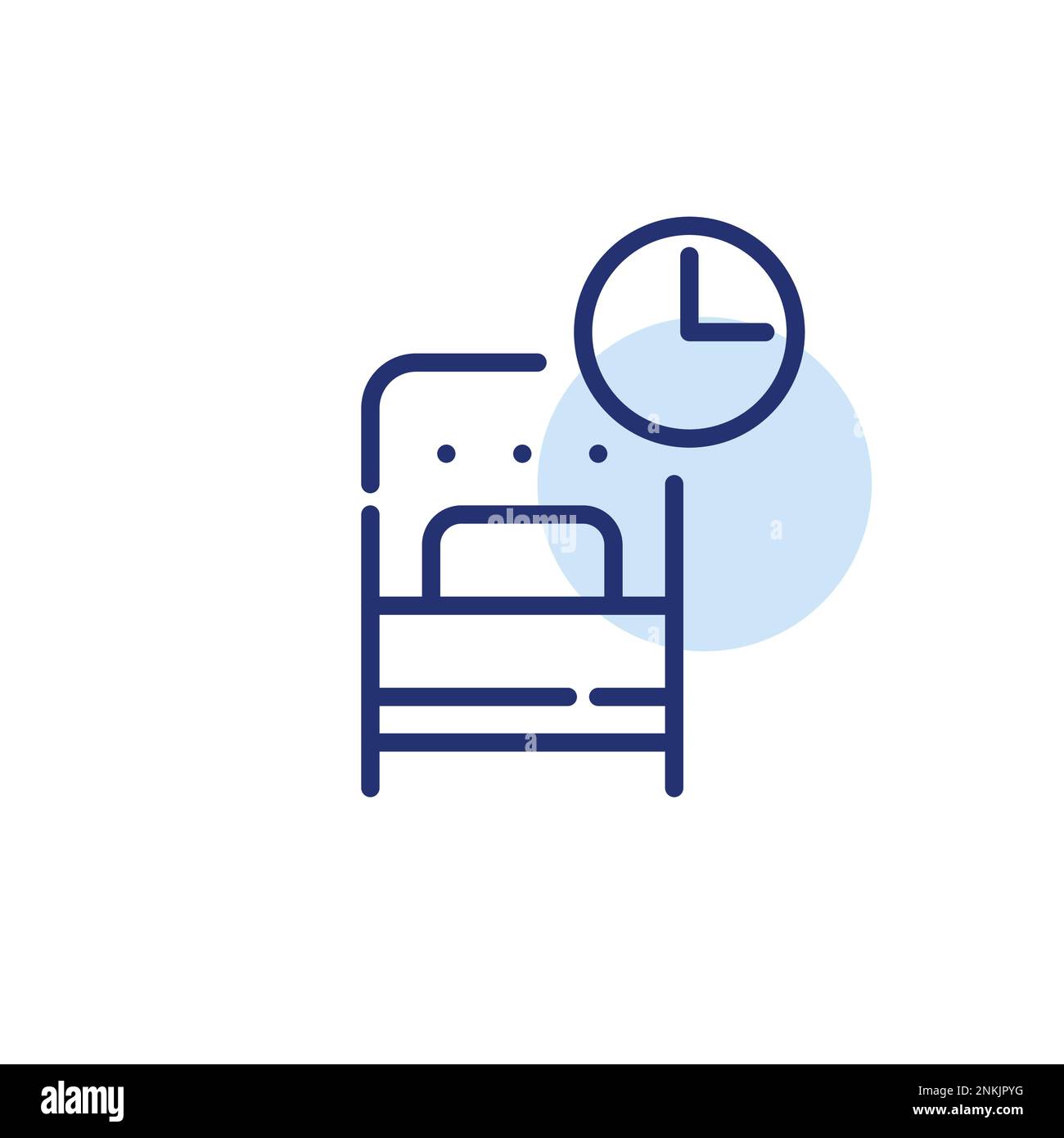 Sleep routine. Single bed and clock. Pixel perfect, editable stroke