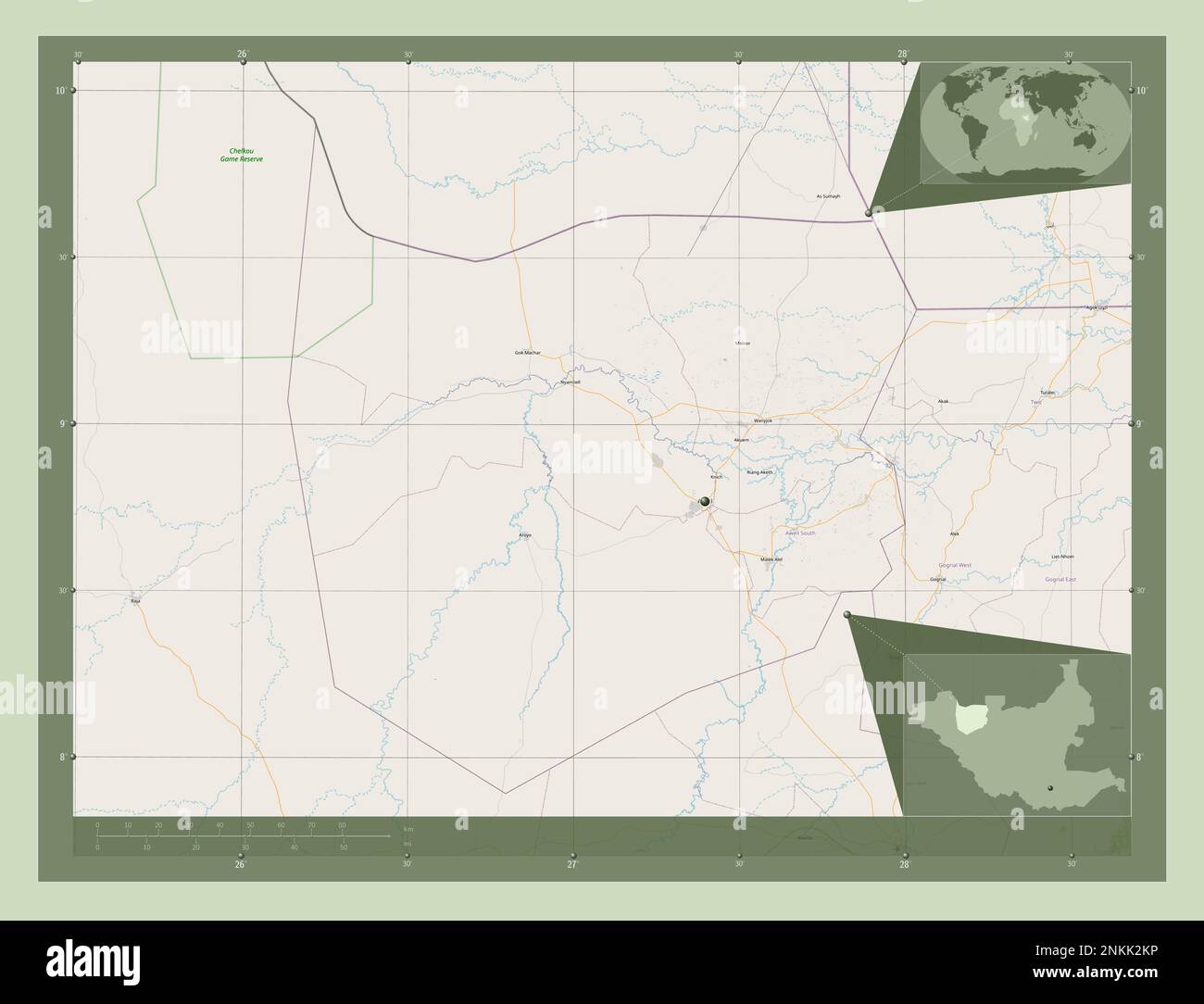 Northern Bahr-el-Ghazal, state of South Sudan. Open Street Map ...