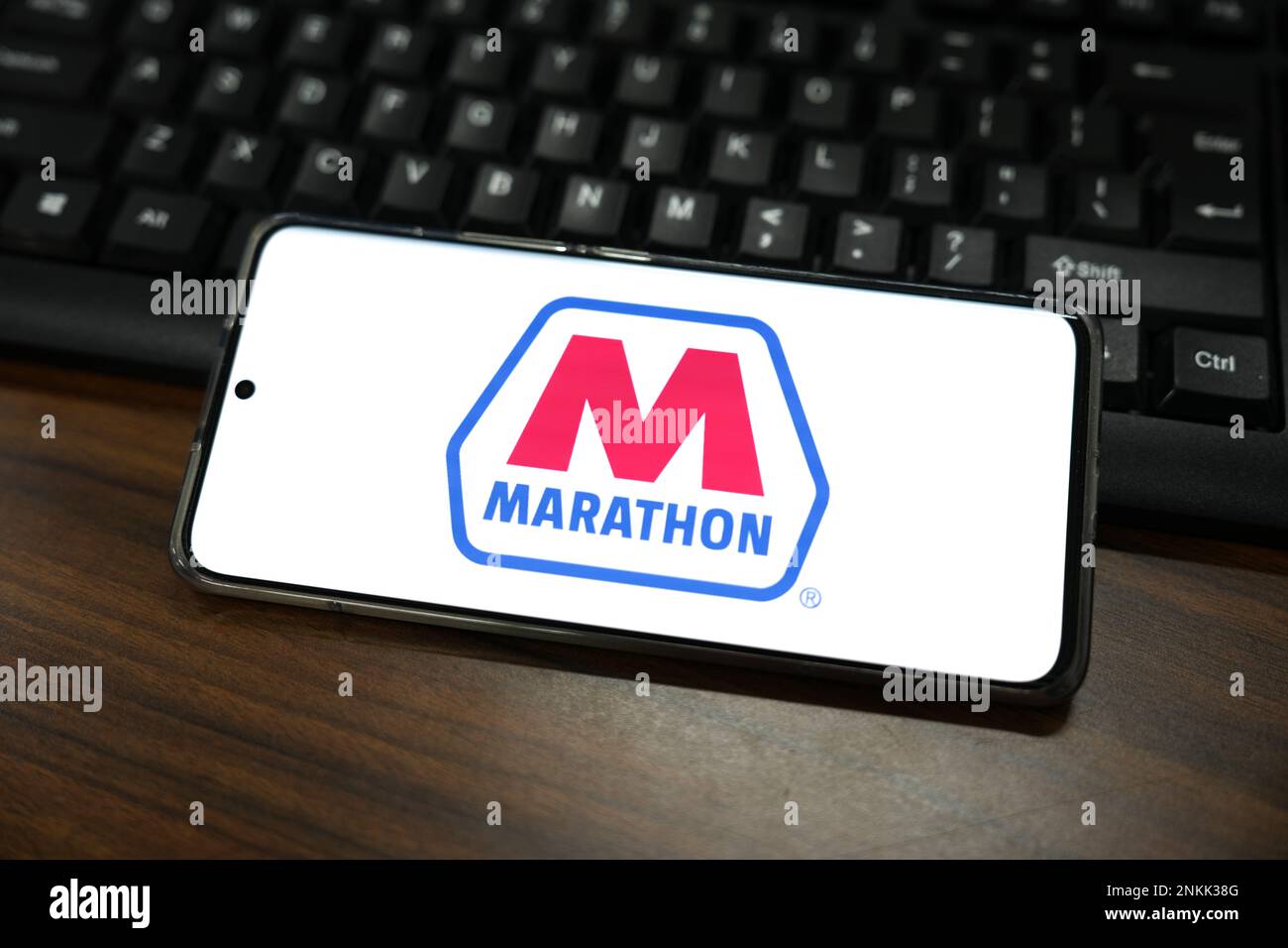 China. 23rd Feb, 2023. In this photo illustration, a Marathon Petroleum