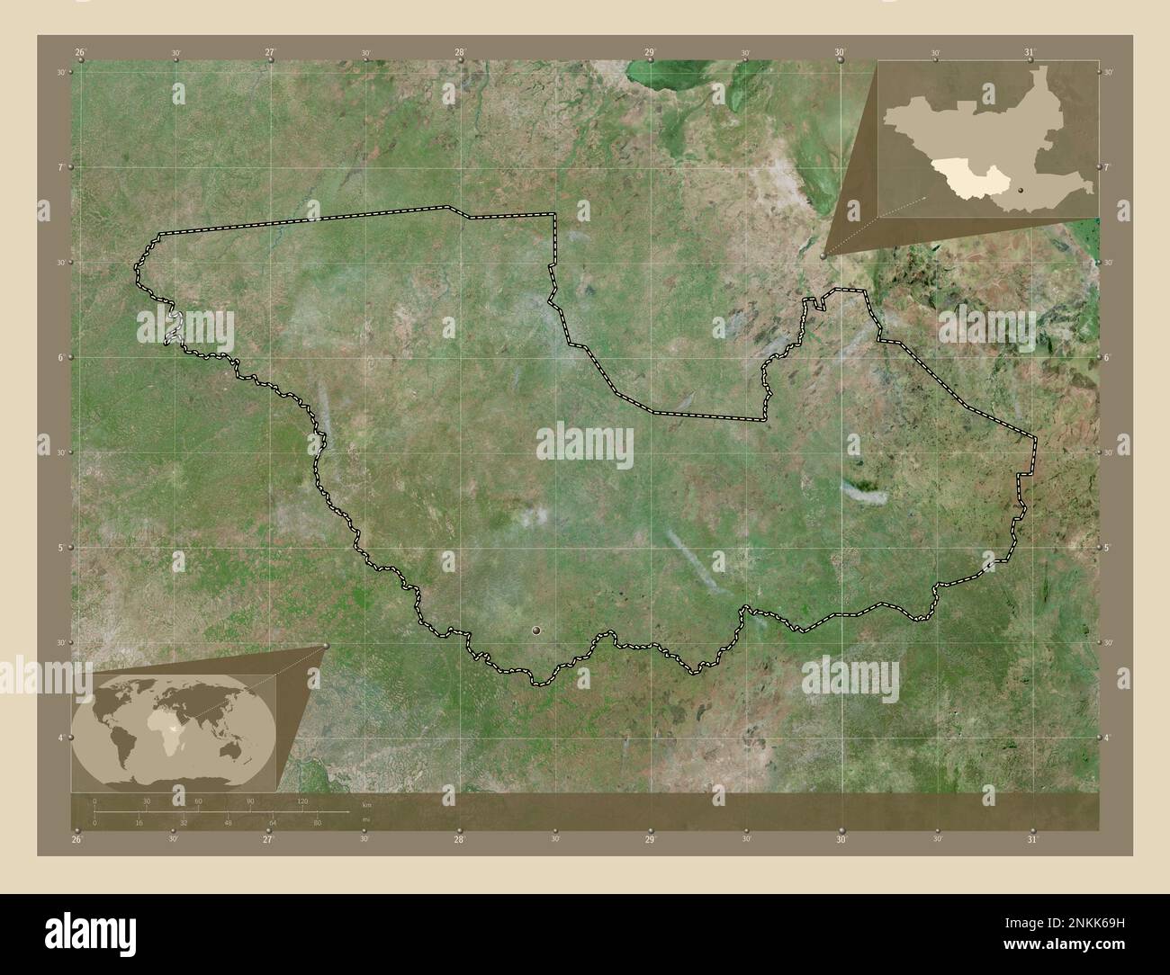 Western Equatoria, state of South Sudan. High resolution satellite map