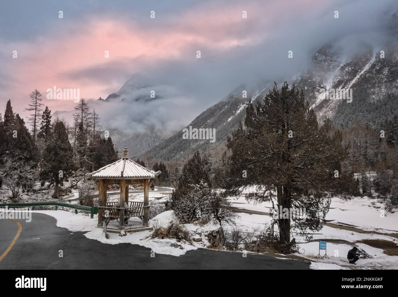 Li County The snow scenery of Bipenggou scenic area in Li County, Aba Prefecture ...