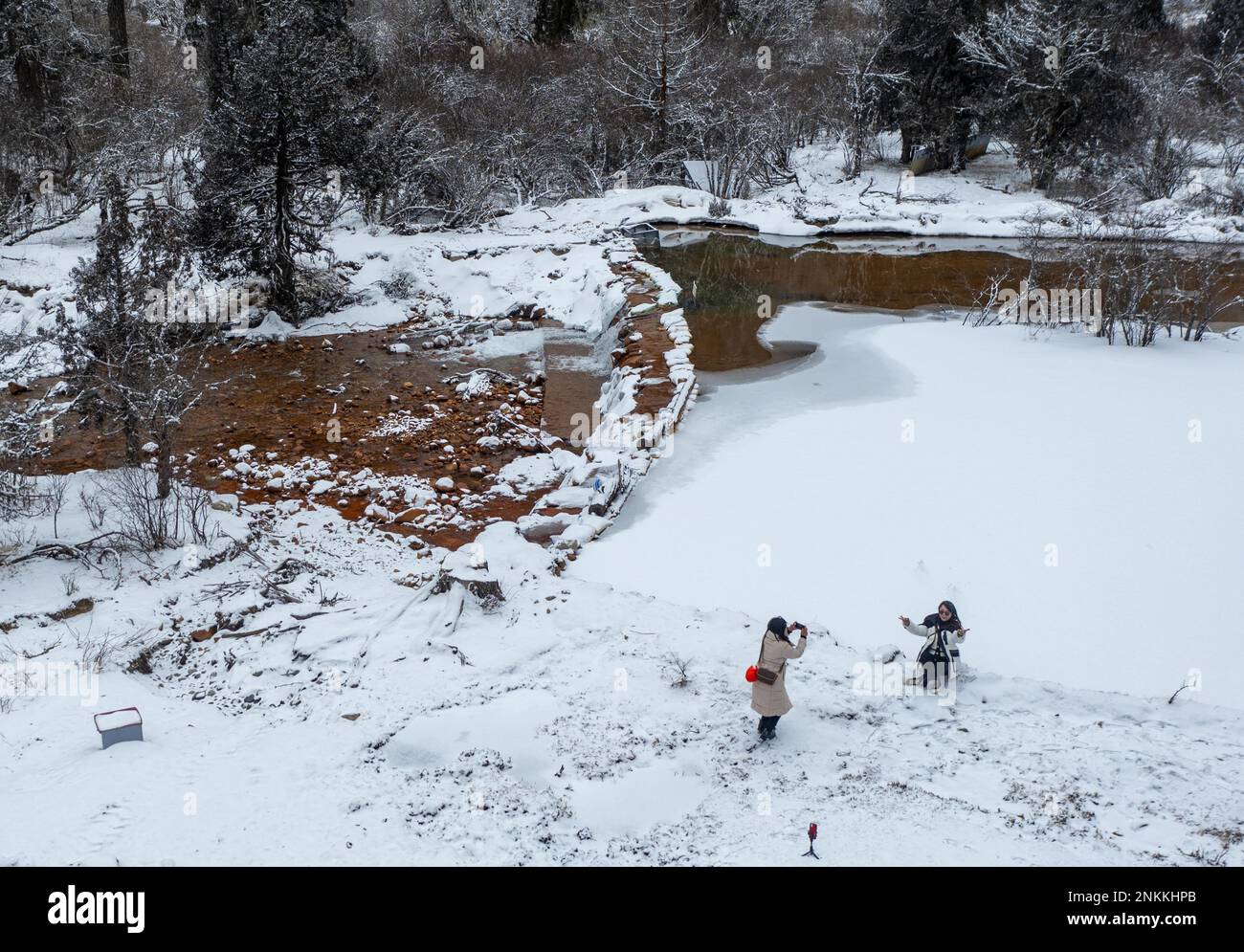 Li County The snow scenery of Bipenggou scenic area in Li County, Aba Prefecture ...
