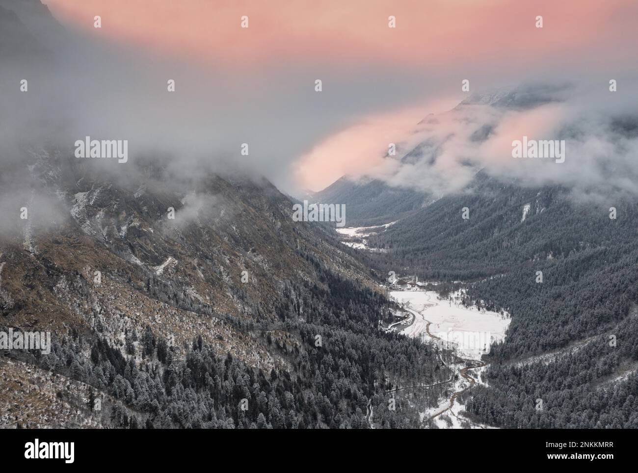 Li County The snow scenery of Bipenggou scenic area in Li County, Aba Prefecture ...