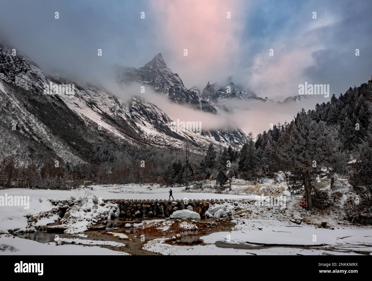 Li County The snow scenery of Bipenggou scenic area in Li County, Aba Prefecture ...