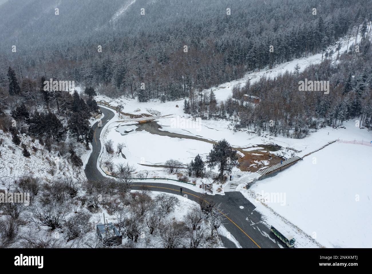 Li County The snow scenery of Bipenggou scenic area in Li County, Aba Prefecture ...