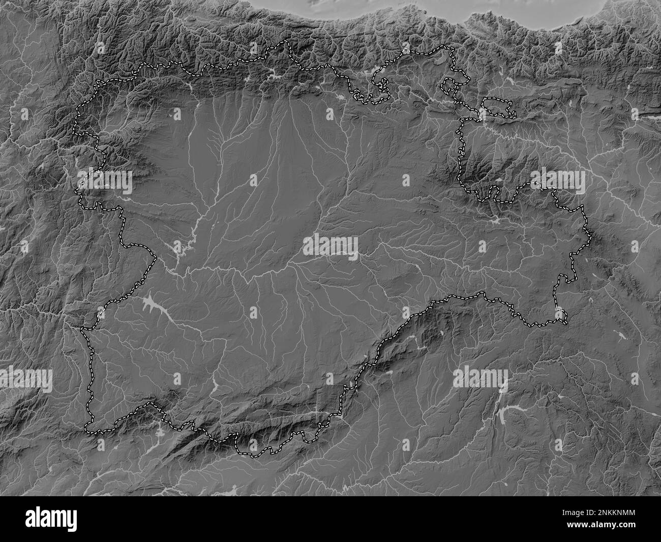Castilla Map Castilla y Leon, autonomous community of Spain. Grayscale elevation map ...