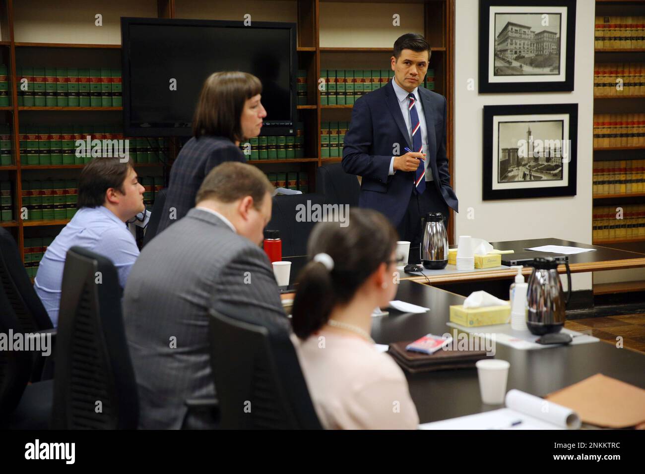 Prosecutor Raam Wong and defense attorney Kim Gordon stand to 