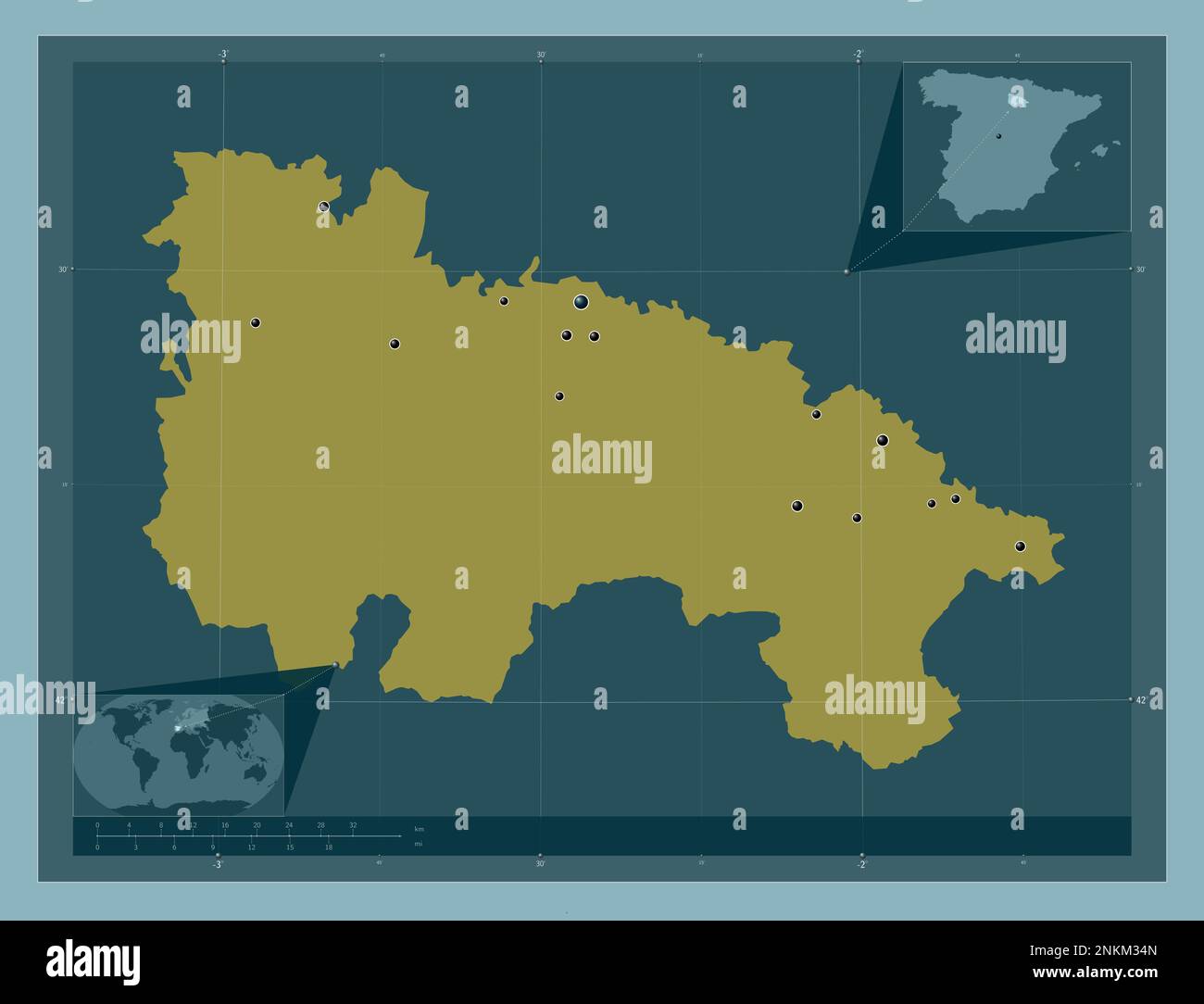 What Is Rioja Map La Rioja, autonomous community of Spain. Solid color shape. Locations ...